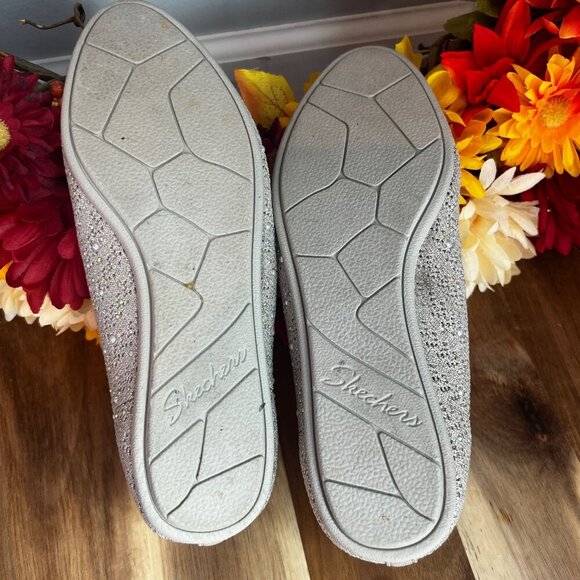 Skechers Womens Arch Fit Cleo - Glitzy Sky Flats Sz 6 in Taupe Textile/Synthetic - Picture 10 of 10